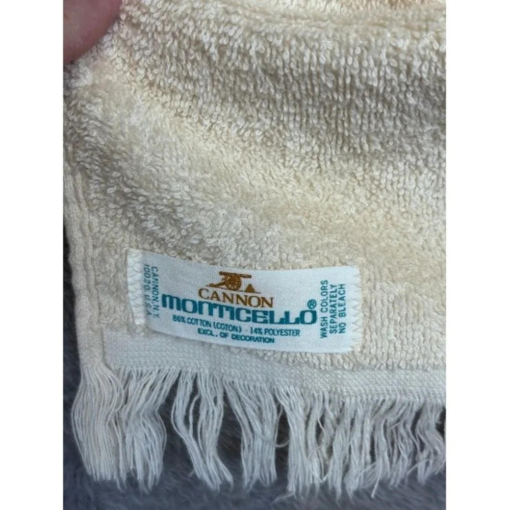 Vintage Cannon‎ Monticello Beige Brown Hand Towel Set Embroidered Trim